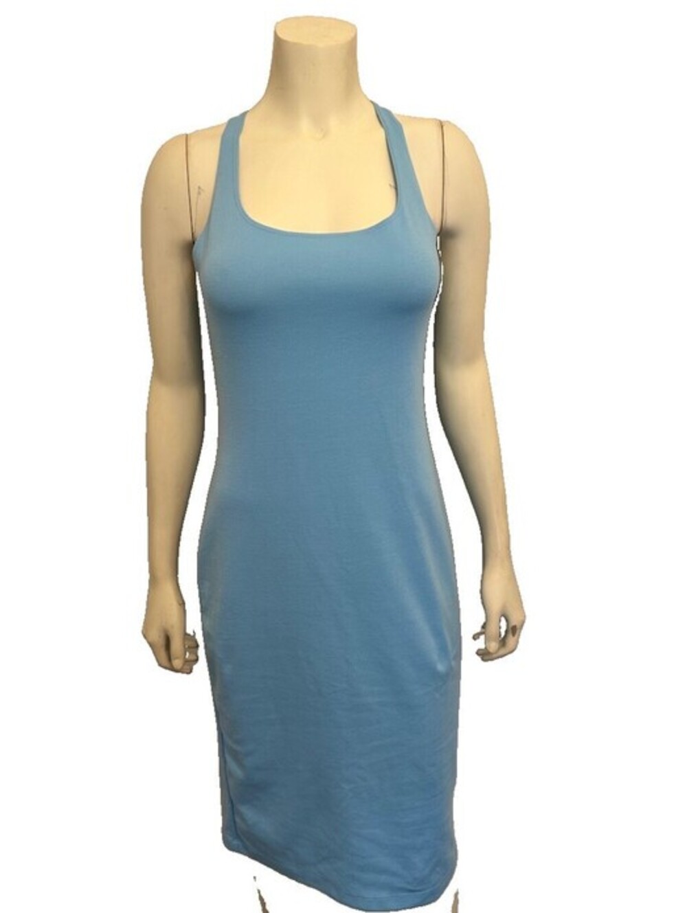 Zara Women Light Blue Y2K Sleeveless Scoop Neck Pullover Midi Tank Dress BodyCon
